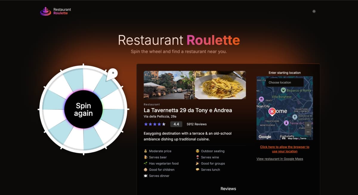 Restaurant Roulette