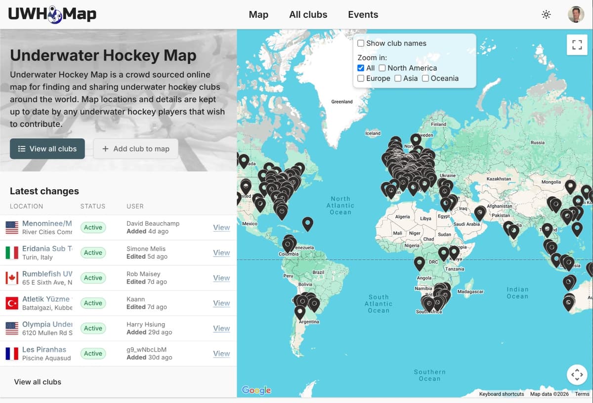 Underwater Hockey Map