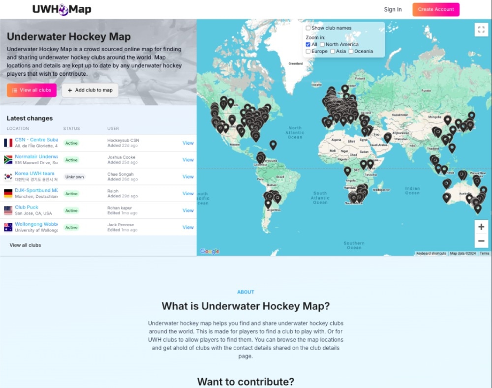 Screenshot of Underwater Hockey Map